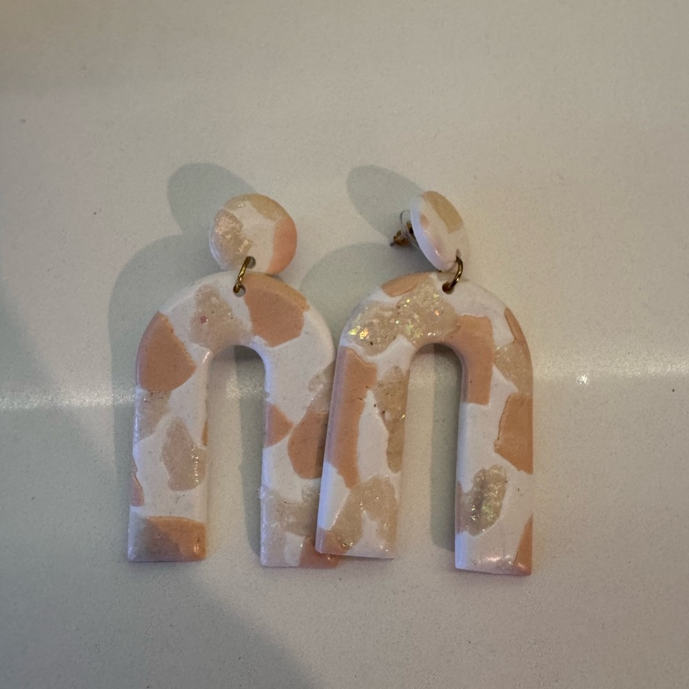 Horseshoe handmade clay earrings